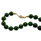 8mm Green Jade Necklace 14K Clasp 30 Inches Long