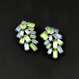 Blue and Green Rhinestone Earrings