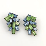 Blue and Green rhinestone earrings