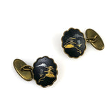 Japanese Damascene Cuff Links Vintage