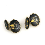 Japanese Damascene Cuff Links Vintage