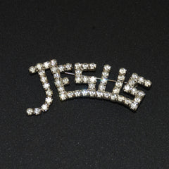 Rhinestone Jesus Brooch Vintage