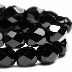 Black Jet Czech Glass Beads 6mm (24)