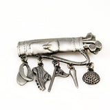 JJ Pewter Golf Charm Brooch Vintage