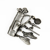 JJ Pewter Golf Charm Brooch Vintage