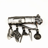 JJ Pewter Golf Charm Brooch Vintage