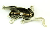 Back of JJ Pewter Cat Brooch Vintage 1988