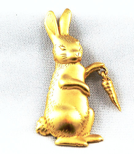 JJ Gold Tone Peter Rabbit Brooch Vintage