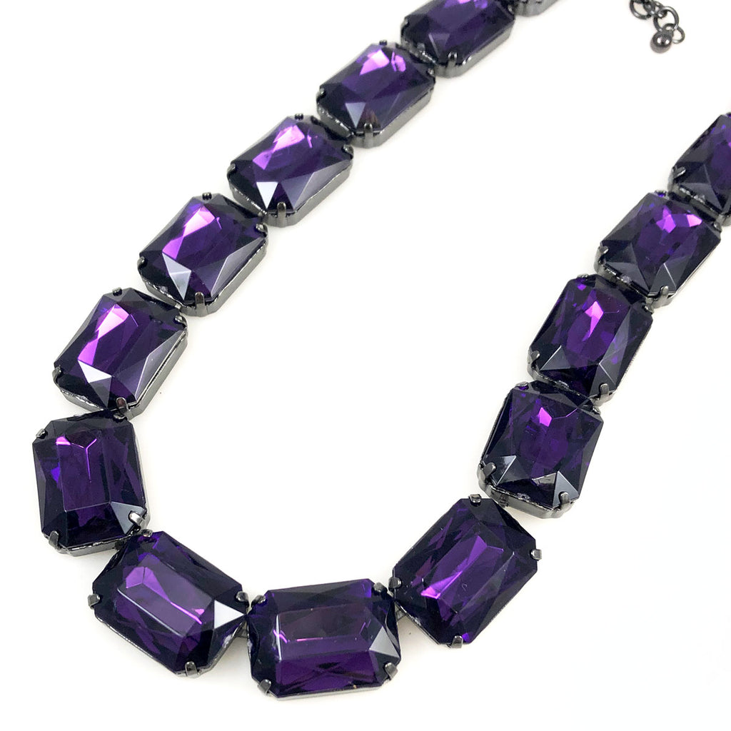 Joan Rivers Large Purple Crystal Necklace