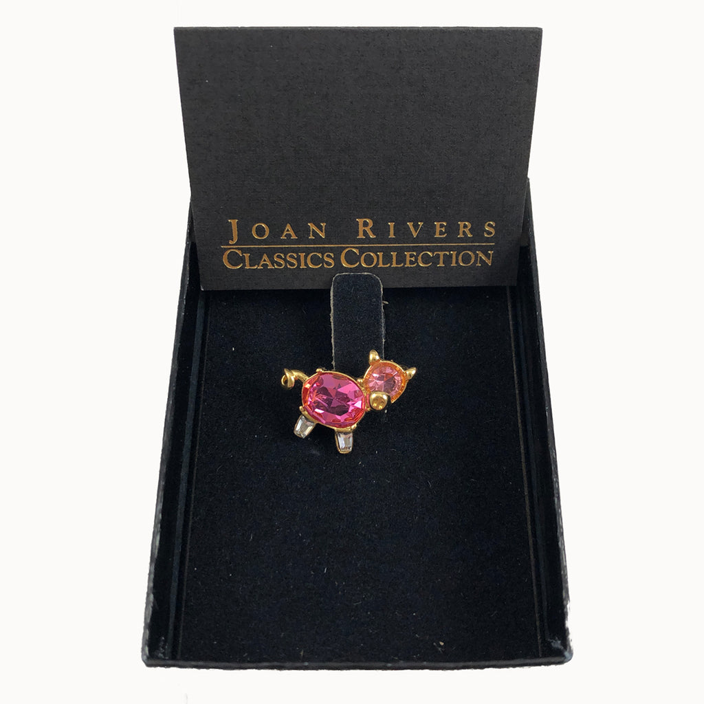 Joan Rivers Pink Pig Crystal Brooch 