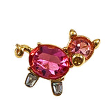 Joan Rivers Gold Pink Crystal Pig Pin
