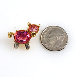 Joan Rivers Gold Pink Crystal Pig Pin NIB