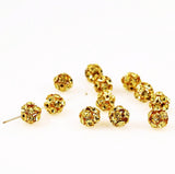 Swarovski 10mm Jonquil Rhinestone Crystal Balls Gold Plated 