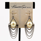 Kenneth Cole Silver Pearl Earrings New on Card