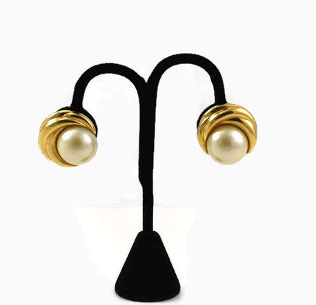 Kenneth J Lane Pearl Clip On Earrings Vintage