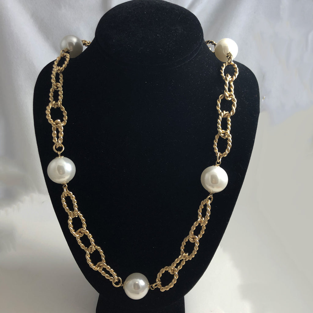 Kenneth J. Lane Pearl & Twisted Rope Necklace Vintage