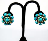 Kramer Turquoise & Rhinestone Earrings Clip On