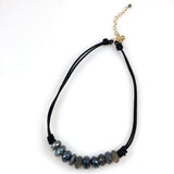 Labradorite Leather Necklace Gold Filled Clasp