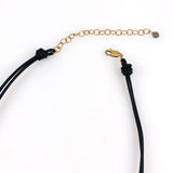 Labradorite Leather Necklace Gold Filled Clasp