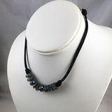 Labradorite Leather Necklace Gold Filled Clasp