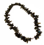 Vintage Labradorite Tooth Beaded Necklace Sterling Clasp