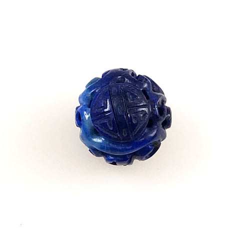 Lapis Carved Round Bead 16mm