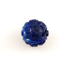 Lapis Carved Round Bead 16mm - Vintage