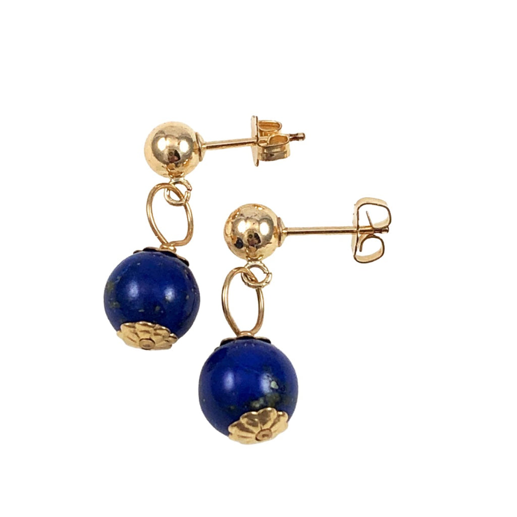14K Gold Lapis Opal Diamond Earrings by G Nelson - VN40A – N8tiveArts.com
