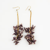 Purple Coral & Gold Chandelier Earrings