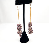 Purple Coral & Gold Chandelier Earrings
