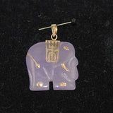 Gold and Lavender Jadeite Elephant Pendant 10K