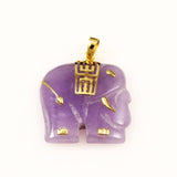 Gold and Lavender Jadeite Elephant Pendant 10K