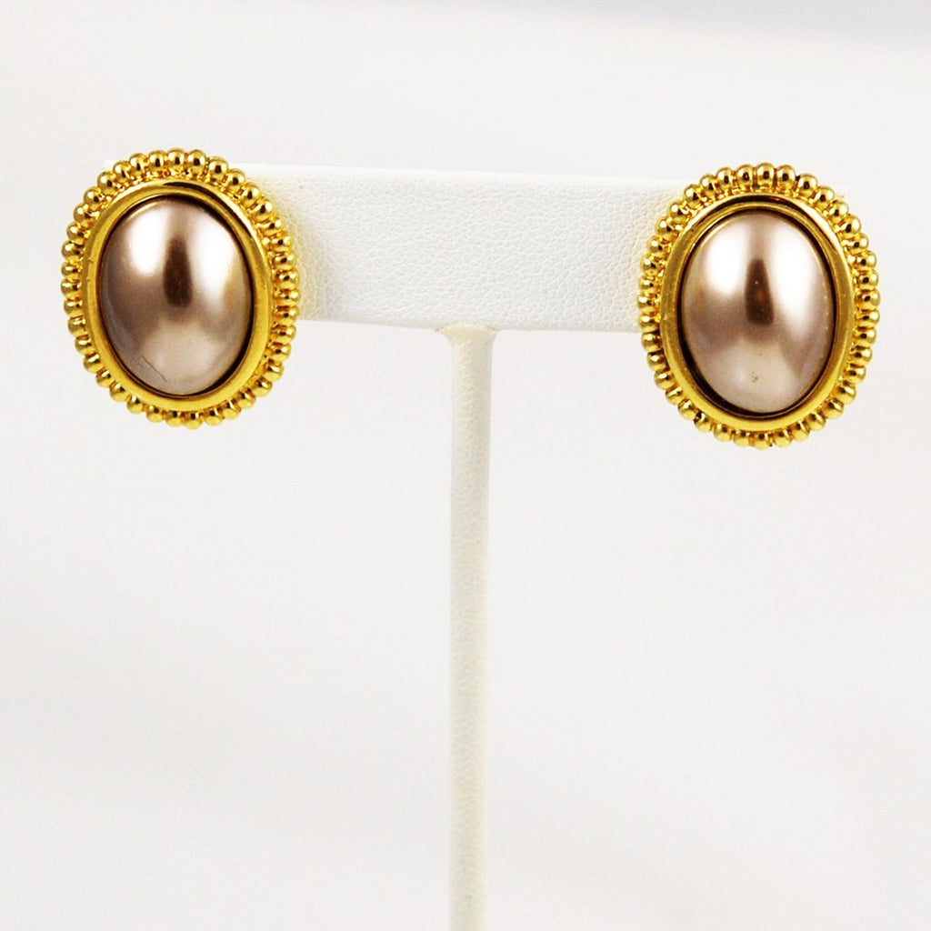 Liz Claiborne Bronze Pearl Earrings Vintage