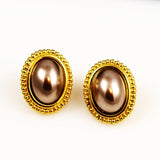 Liz Claiborne Bronze Pearl Earrings Vintage