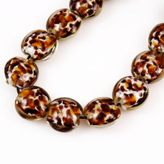 Leopard Glass Lamp Work Coin Beads - 6 beads 15mm