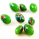 Lime Green Glass Millefiori Beads - Vintage Japanese