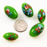 Lime Green Glass Millefiori Beads - Vintage Japanese