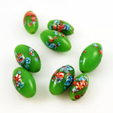 Lime Green Glass Millefiori Beads - Vintage Japanese