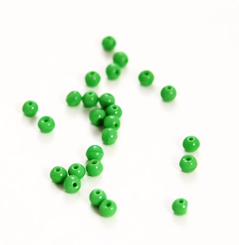 Lime Green Glass Opaque Round Beads 4mm