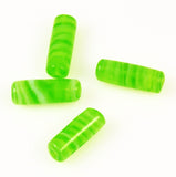 Lime Green Lamp Work Tube Beads 22mm