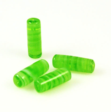 Lime Green Lamp Work Tube Beads 22mm