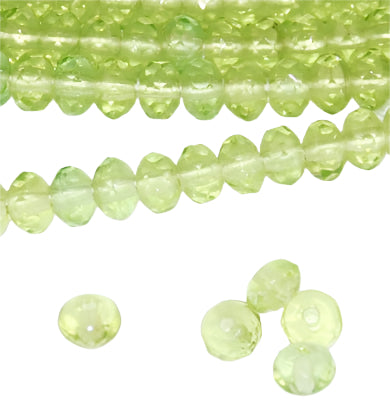 Lime Green Faceted 5mm Rondelles 