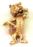 Tiger Figural Gold Tone Brooch Vintage