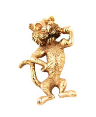 Tiger Figural Gold Tone Brooch Vintage