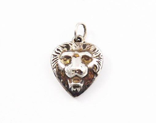 Sterling Lion Heart Charm 1920's