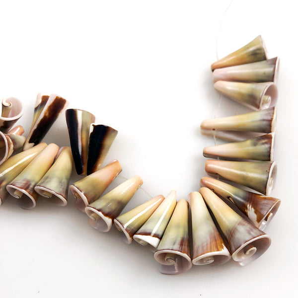 Lisway Shell Trumpet Beads Strand - Estate Beads & Jewelry