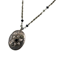 Rhinestone Floral Locket Necklace Liz Paiacios