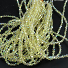 Light Yellow Faceted Crystal Beads AB Finish 4mm
