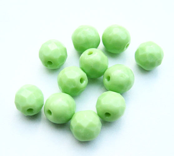 Mint green faceted 8mm round beads 