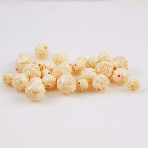 Lucite Ivory Rose Beads